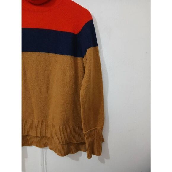 J crew womens medium wool alpaca super soft tan orange camel sweater turtleneck - Picture 3 of 7